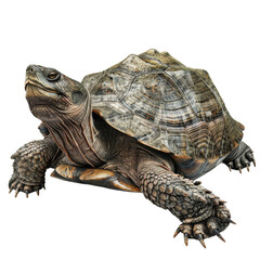 Obraz premium Close-up of a detailed turtle with a textured shell, showcasing the intricate patterns and natural beauty of this reptile in high resolution.