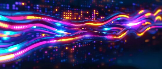 Technology advances with interconnected networks, computers, and data systems, enhancing digital communication and business operations through intricate web and cable designs.