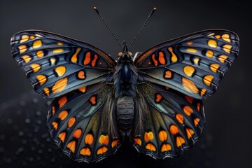 Fototapeta premium Close-Up of a Blue and Orange Butterfly