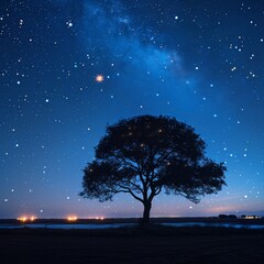Cloudless Summer Night with a Starry Sky