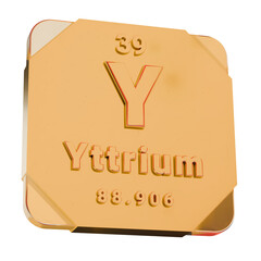 3D Golden Icon - Yttrium (Y) Element from Periodic Table