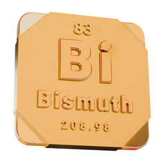 3D Golden Icon - Bismuth (Bi) Element from Periodic Table