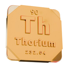 3D Golden Icon - Thorium (Th) Element from Periodic Table