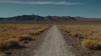 Straight Road to the Mountain Under the Scorching Sun