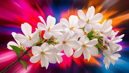 Naklejka premium Beautiful jasmine flowers on color background