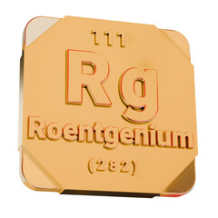 3D Golden Icon - Roentgenium (Rg) Element from Periodic Table