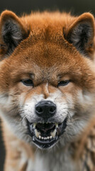 Obraz premium A dog with a big mouth and a fierce look on its face, waiting for its victim