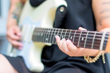 Fototapeta premium Guitar player hands close up