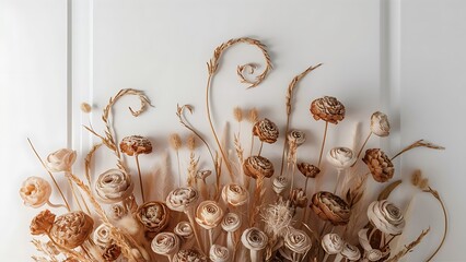 Dried flowers on white background