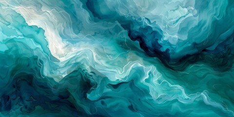 Abstract Teal and White Swirls