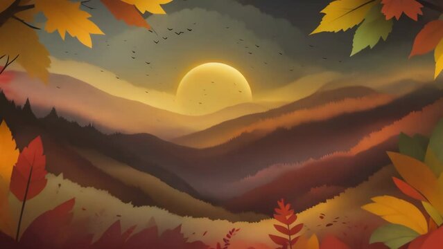 Environment change of seasons animation illustration looped 4k