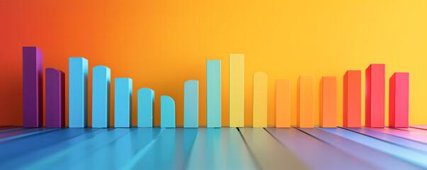 Obraz premium Abstract illustration of colourful pie, line and bar charts. Global marketing and trading concept.