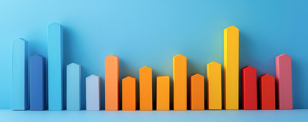 Abstract illustration of colourful pie, line and bar charts. Global marketing and trading concept.
