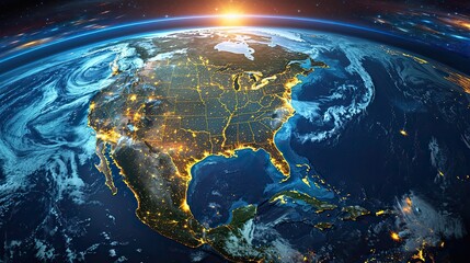 Fototapeta premium Top view map of North America of Earth. illustration images