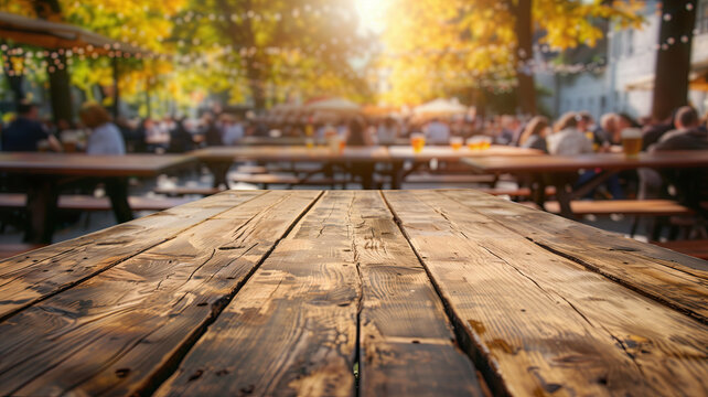 Empty table in a beergarden