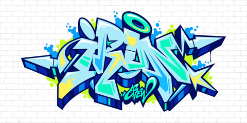 Urban Hip Hop Abstract Word Iron Graffiti Style Font Lettering Vector Illustration Template Art