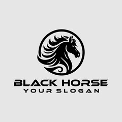 Black Horse Logo Design stock vector