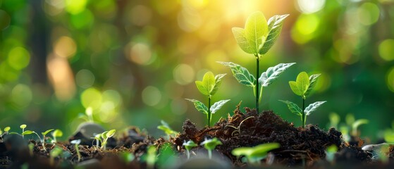 plant rises amidst lush green surroundings, basking in sunlight, a beacon of hope and growth for environmental innovation and sustainability