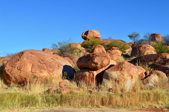 A view of the Devils Marbles in the Red Heart of Australia.