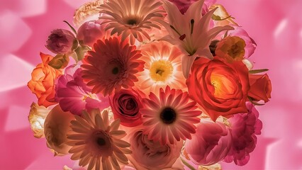 Nice flowers on the pink background