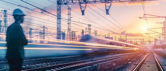 train station, advanced technology integrates with railway operations, facilitating motion and data exchange through digital communication and internet connectivity