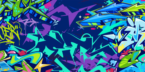 Trendy Abstract Hip Hop Urban Street Art Graffiti Style Vector Illustration Background Template