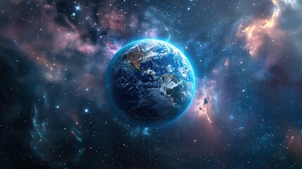 Obraz premium Earth solitary presence in the vast expanse of cosmic darkness illustration images