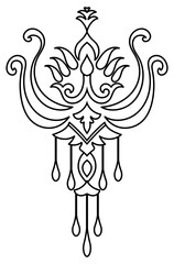 Graphic elements abstract black lines For assembling fabric patterns and producing carpets