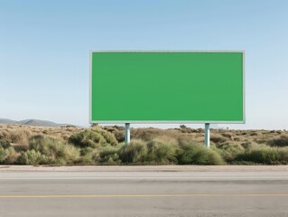 Rural Green Screen Billboard in Minimalist Landscape Documentary Shot