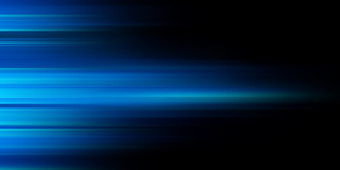 Acceleration speed motion on night road. Light and stripes moving fast over dark background. Abstract blue Illustration