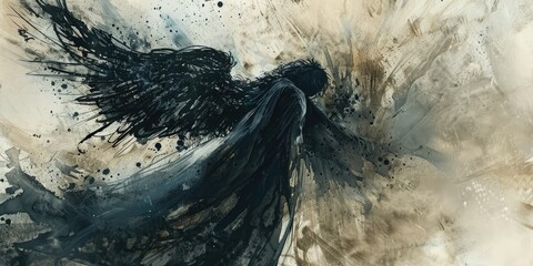 Mystical Hooded Figure in a Dark Artistic Setting