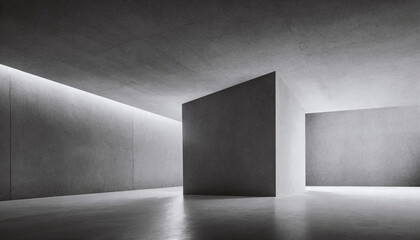 Fototapeta premium Interior, concrete pillar in empty room