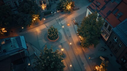 Naklejka premium Solarpowered street lamps in a historic Polish town with sustainable community design and natural ventilation design