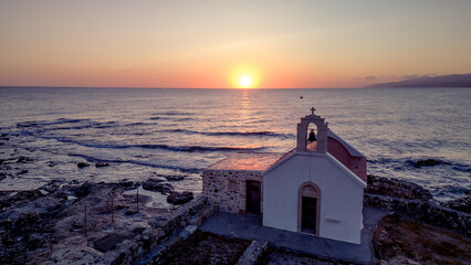 Crete Island: Greek church at sunrise