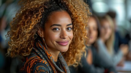 Fototapeta premium Diverse professionals collaborating in a boardroom meeting, showcasing multicultural representation. Blurry background provides ample copy space. illustration images