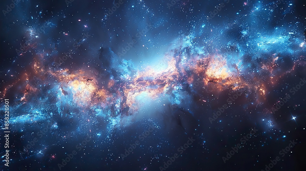 Wall mural cosmos canvas adorned with celestial wonders: stars, nebulae, and galaxies paint a cosmic masterpiec