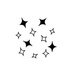 Cute stars, black and white stars. Postcard. Hand drawing, black and white vector illustration. Print. Poster.