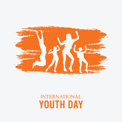 Youth Day, International Youth Day, Celebrating | International Youth Day Poster, Embrace the Spirit of International Youth Day with Energetic Silhouettes. Happy International Youth Day, Poster, Banne