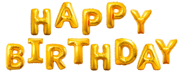 Decorate your event with gold yellow foil balloon letters for a cheerful and festive celebration. Foil gold 3d birthday metallic helium balloon. cutout PNG file