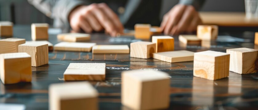 A conceptual illustration of a wooden cube as a foundation for marketing strategy, highlighting the importance of a solid business framework