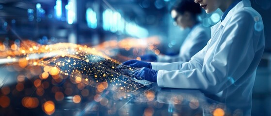 Business professionals in an office setting, collaborating and utilizing technology to achieve goals, fostering a productive and supportive work environment