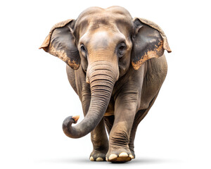 Fototapeta premium Thai Elephant running isolated on white background. clipping path