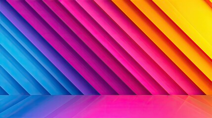 Obraz premium Vibrant abstract background with diagonal lines in vivid blue, pink, and yellow gradients, creating a dynamic and colorful visual effect.