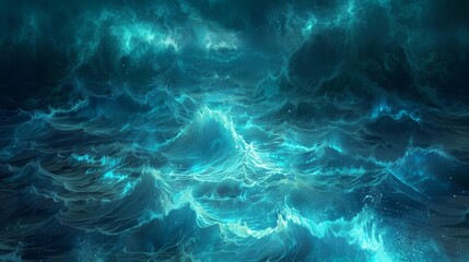 Fototapeta premium A large body of water with blue waves crashing against the shore