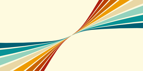 Retrofuturism poster design in trendy retro line style. Modern art poster retro vintage style 70s stripes background template lines shapes vector design