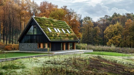Ecofriendly Polish barn with green roof