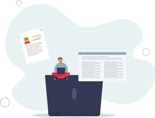 Job description and work duties and tasks information.Document with responsibility and position specification for new staff member .flat illustration.
