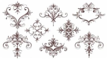 Obraz premium A beautiful set of vintage line decoration frames, elegant retro border elements for cards and posters, filigree accent classic shapes for decor. Modern design corners.