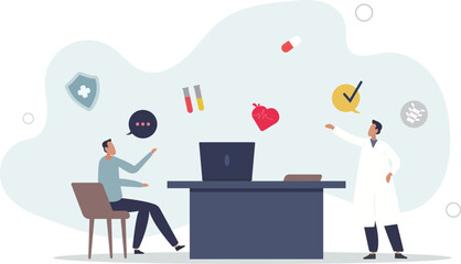 Health literacy and medical education to understand body healthcare tiny person concept.flat illustration