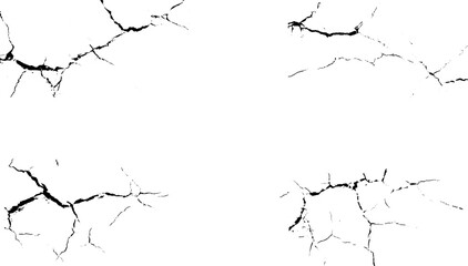 Set of cracks. Earth cracks texture on isolate vector background set. Collection of different black lightning bolts. Earth crack. 